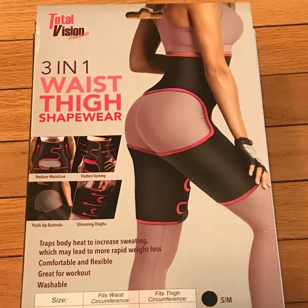 Total Vision 3 in 1 Waist Trainer Sz S/M (Black)